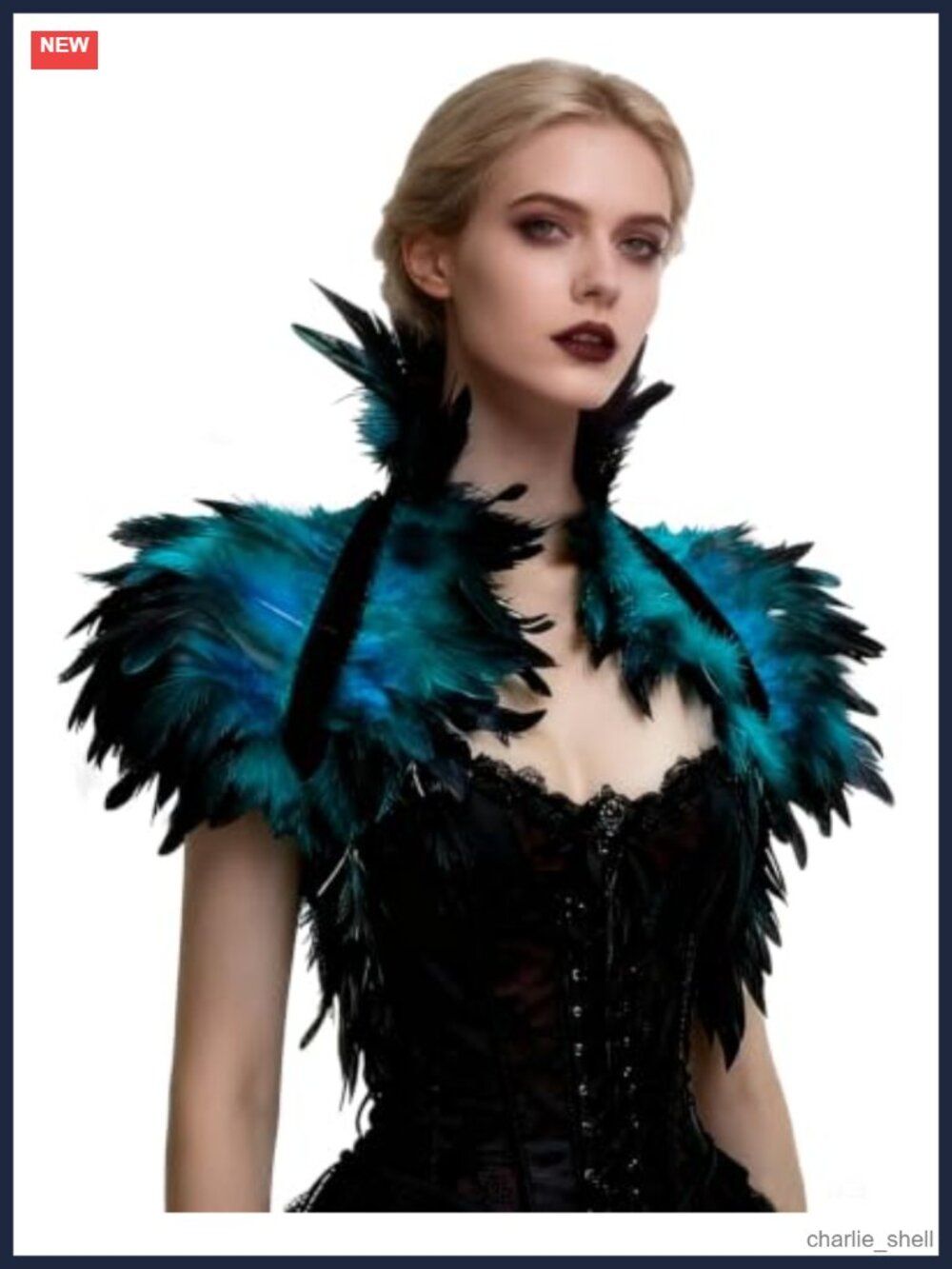 Gothic Real Feather Cape Shawl Witch Raven Crow Costume